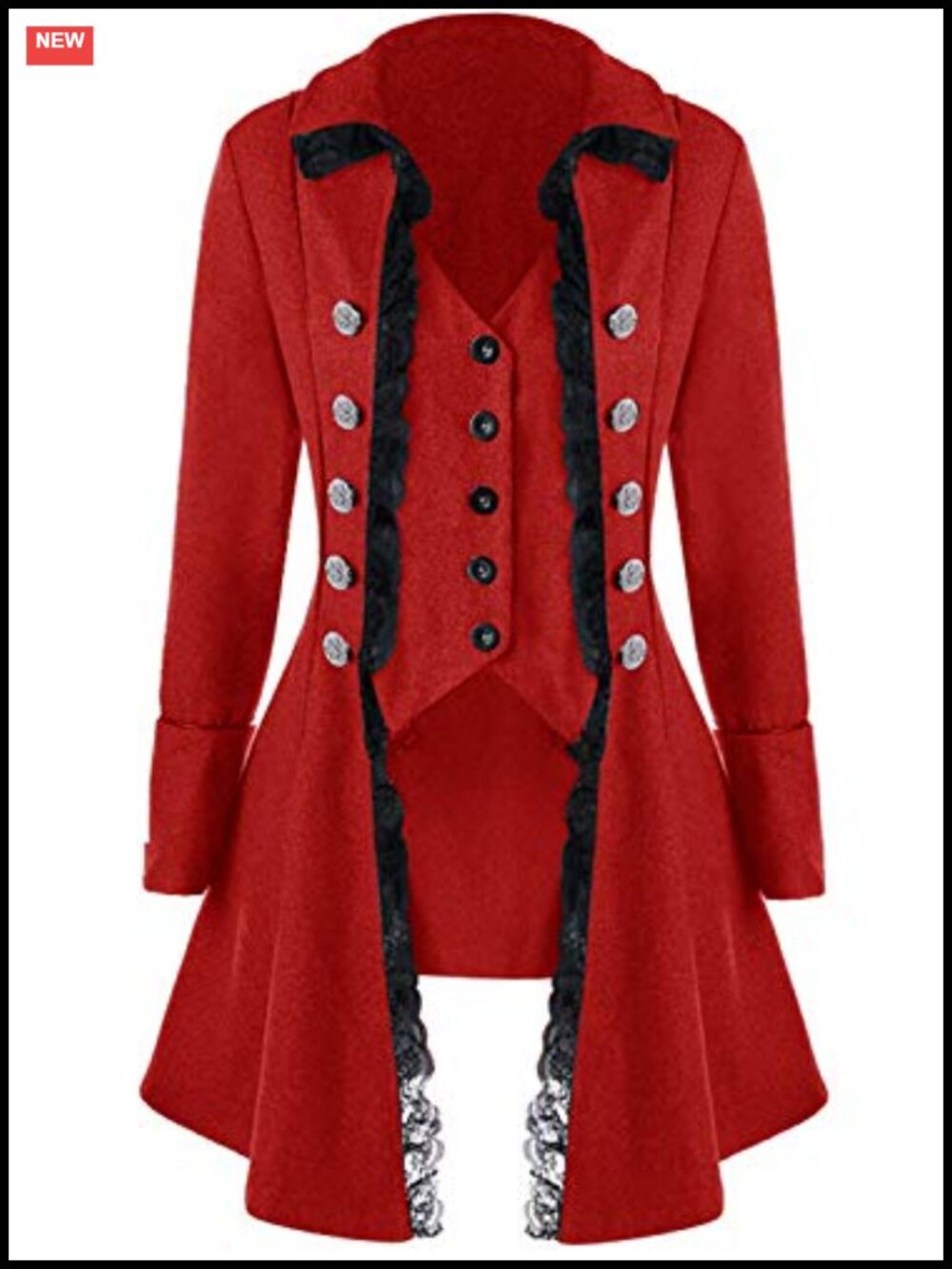 Gothic Steampunk Victorian Tailcoat Jacket Long Sleeve Corset Lace Cosplay